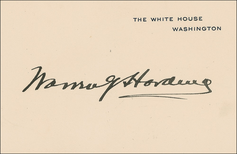 Lot 45 Warren G. Harding White House Card