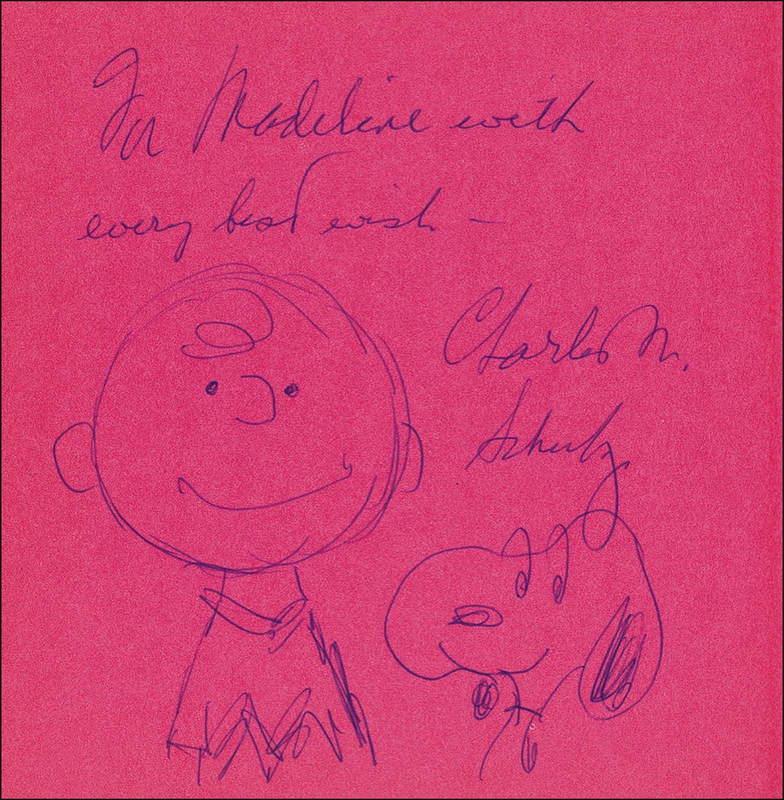Lot 684 Charles Schulz: Schulz adds a Charlie Brown and Snoopy double sketch