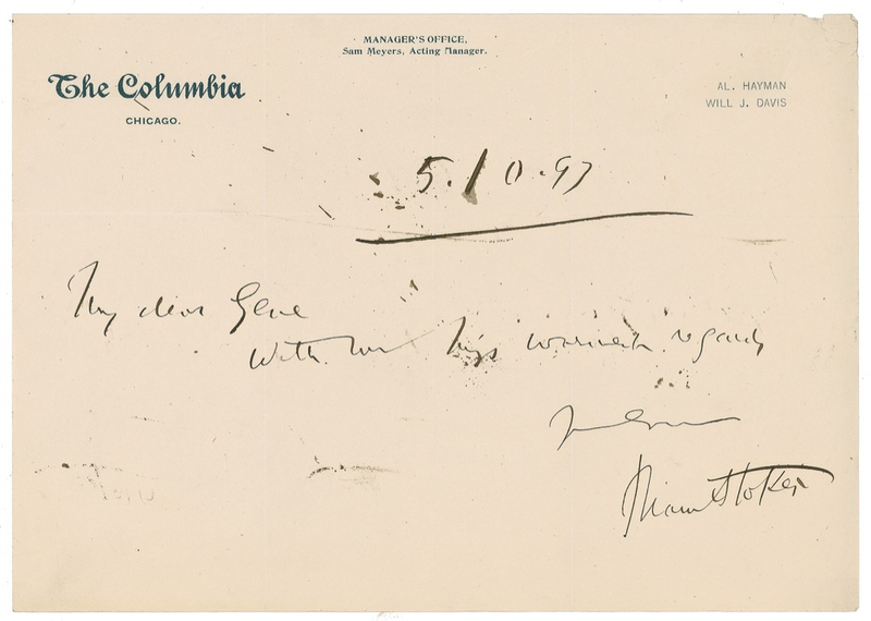 Lot 641 Bram Stoker Signed Note