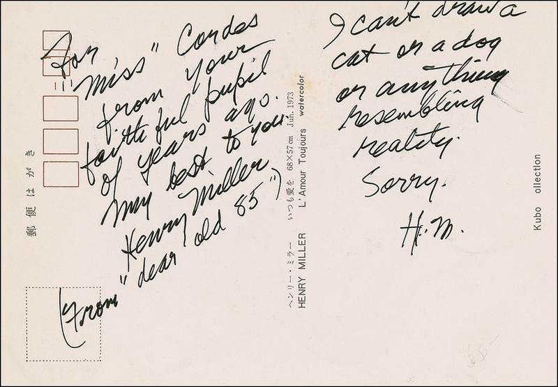 Lot 603 Henry Miller Handwritten Letter Signed