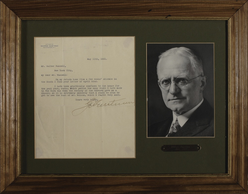Lot 191 George Eastman: “It is extremely unlikely that I shall be able to get to see the bust of Mr. Edison”