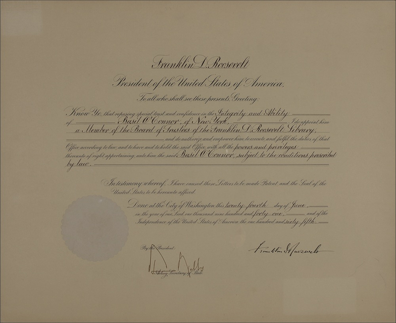 Lot 102 Franklin D. Roosevelt: Appointing a member to his own library