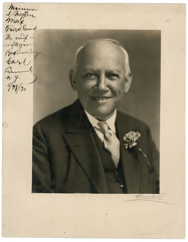 Lot 944 Carl Laemmle: Oversize Laemmle portrait inscribed in his native tongue