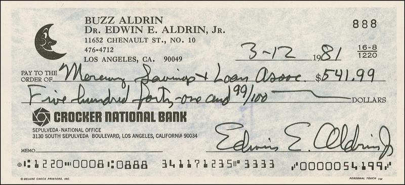 Lot 421 Buzz Aldrin Check