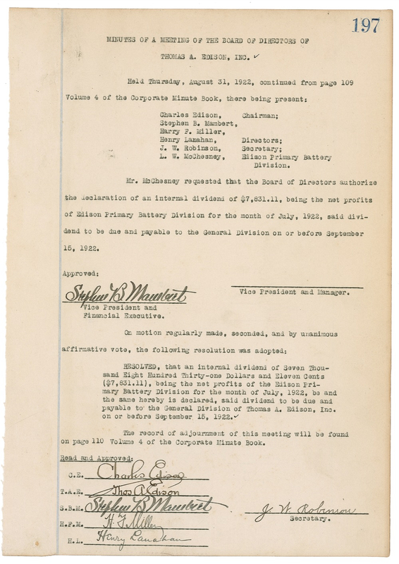 Lot 195 Thomas Edison Signed Document