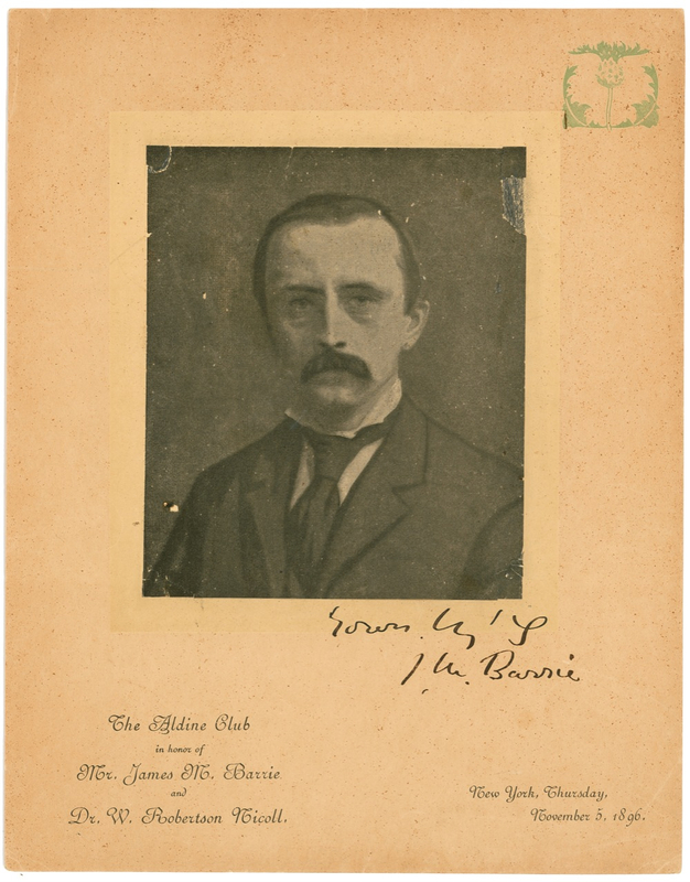 Lot 525 James M. Barrie: Barrie is honored by the Aldine Club