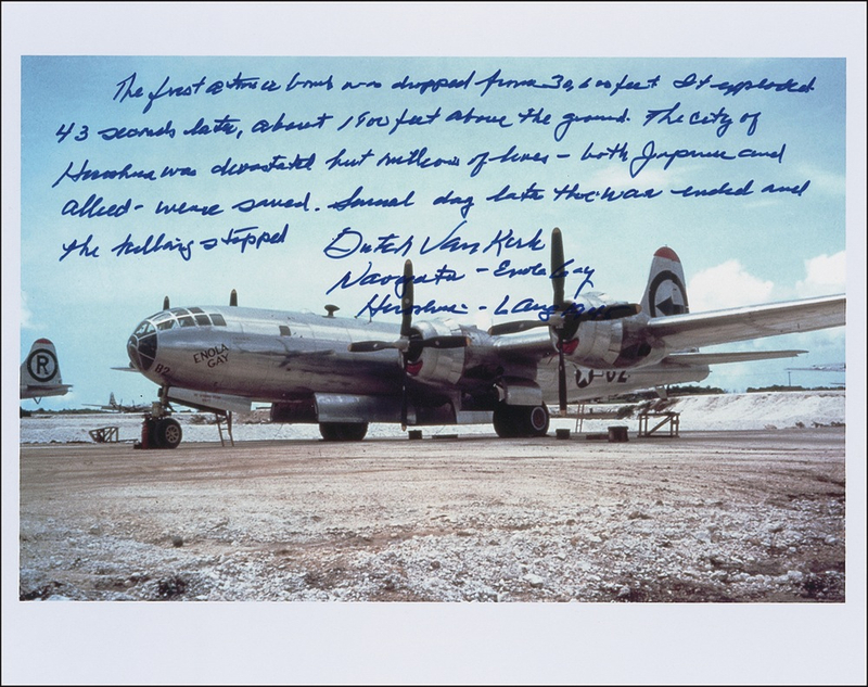 Lot 357 Enola Gay: Dutch Van Kirk Signed Photograph
