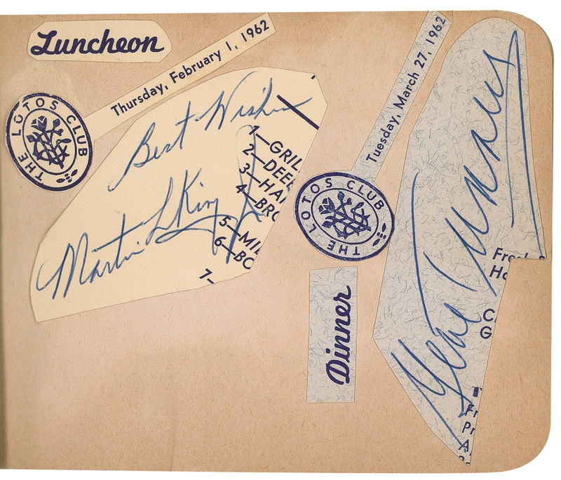 Lot 257 Martin Luther King, Jr.: King signs while lunching