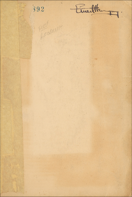 Lot 579 Ernest Hemingway: Hemingway signs a first edition of A Farewell to Arms