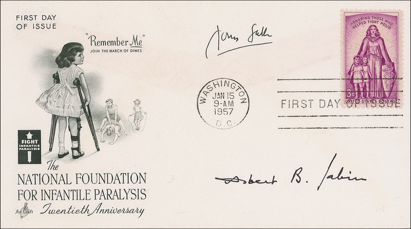 Lot 301 Jonas Salk and Albert Sabin First Day Cover