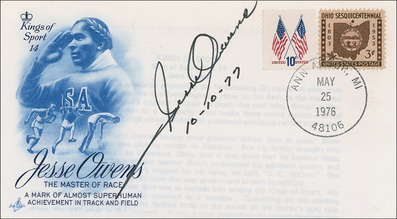 Lot 1208 Jesse Owens First Day Cover