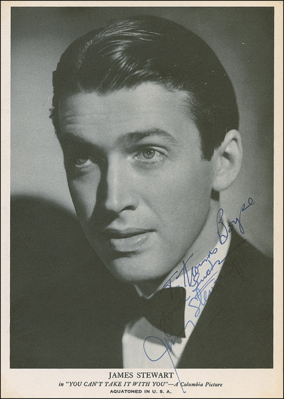 Lot 1026 James Stewart: “I want to thank you for your very kind remarks on ‘The Greatest Show On Earth,’ and ‘It’s A Wonderful Life”