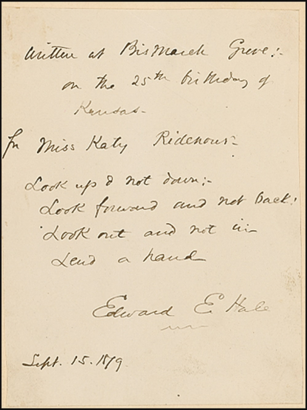 Lot 572 Edward Everett Hale Signed Quote