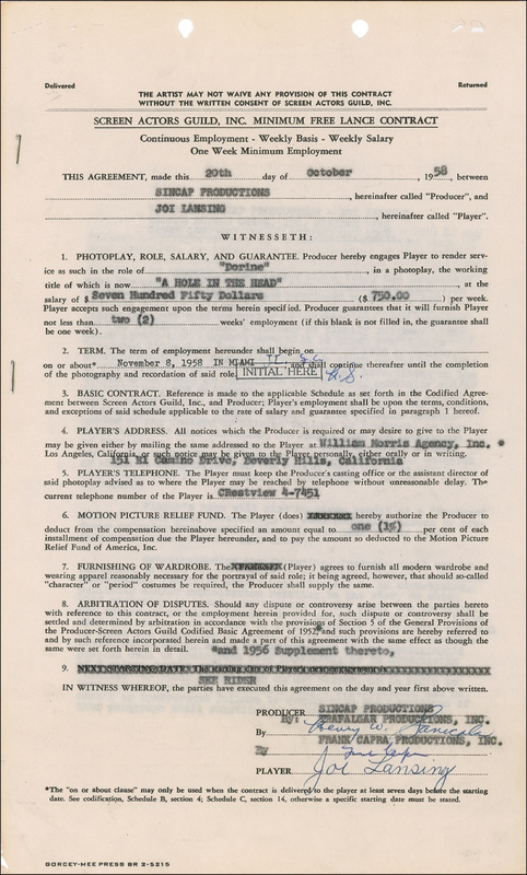 Lot 950 Joi Lansing Signed Document