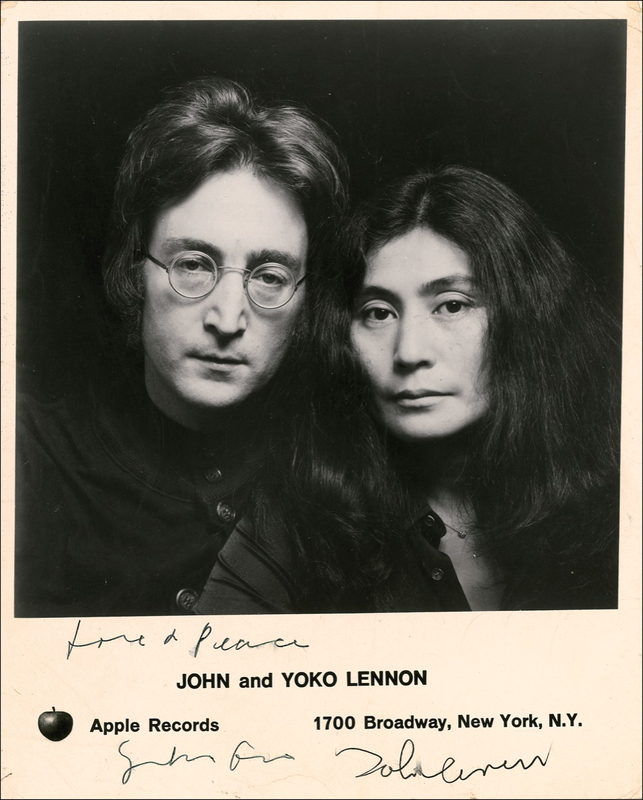 Lot 783 John Lennon and Yoko Ono: A scarce and compelling signed photo