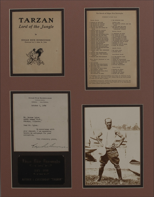 Lot 540 Edgar Rice Burroughs Typed Letter Signed