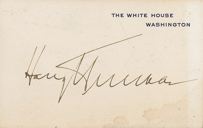 Lot 122 Harry S. Truman White House Card