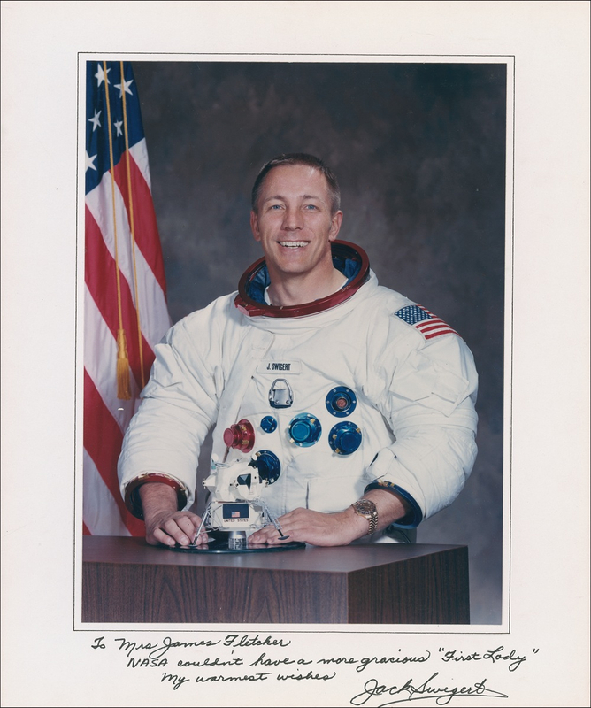 Lot 509 Jack Swigert: Apollo 13’s pilot signs for NASA’s “First Lady”