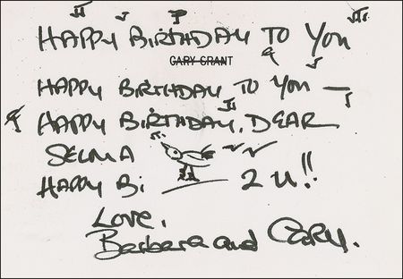 Lot #904 Cary Grant Signed Note - Image 1