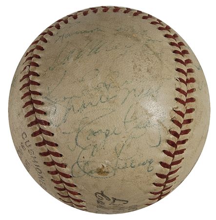 Lot #1116 Brooklyn Dodgers: ?Dem Bums? team signed ball including Robinson, Snider, and Koufax - Image 1