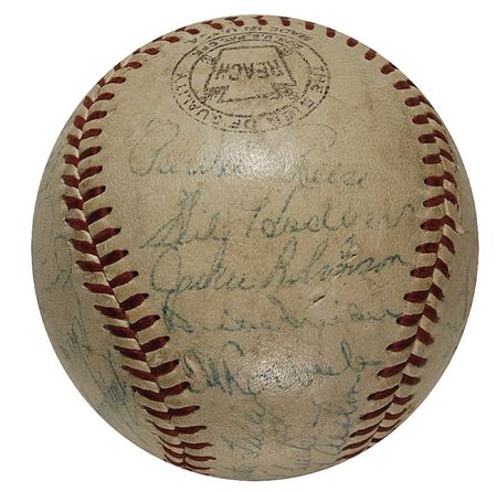 Lot #1116 Brooklyn Dodgers: ?Dem Bums? team signed ball including Robinson, Snider, and Koufax - Image 3