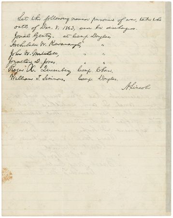 Lot #68 Abraham Lincoln: Lincoln releases several Southern prisoners, freeing two of them from “Eighty Acres of Hell” - Image 1