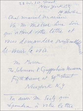 Lot #564 Marcel Duchamp Handwritten Letter Signed - Image 1