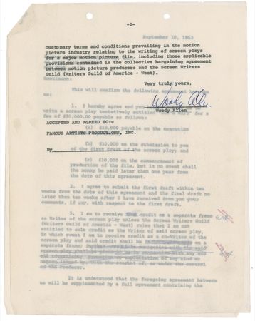 Lot #819 Woody Allen: Allen agrees to write his first screenplay, What?s New Pussycat? - Image 2