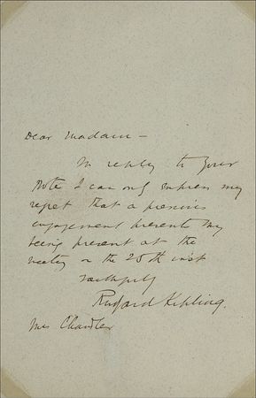 Lot #587 Rudyard Kipling Handwritten Letter Signed - Image 2