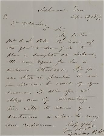 Lot #398 Leonidas Polk: ?The Fighting Bishop? arranges a ?medical attendant? for his school-bound niece - Image 2