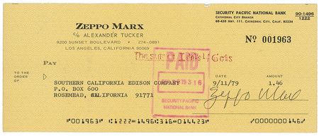 Lot #971 Zeppo Marx Checks - Image 1