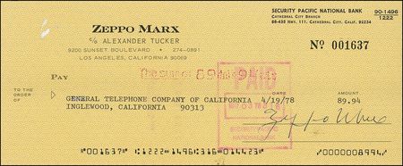 Lot #971 Zeppo Marx Checks - Image 2