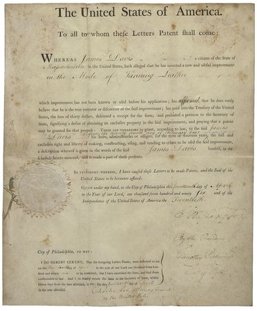 Lot #127 George Washington: Seldom-seen patent to improve ?the mode of tanning leather? - Image 1