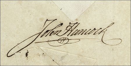 Lot #231 John Hancock: Governor Hancock signs a ship’s registry for a forefather of President Roosevelt - Image 2