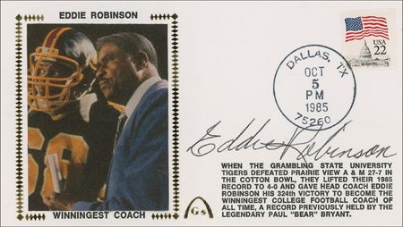 Lot #1119 Paul ?Bear? Bryant and Eddie Robinson Commemorative Covers - Image 1