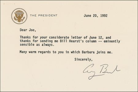 Lot #9 George Bush Typed Letter Signed