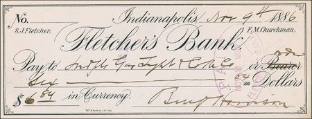 Lot #50 Benjamin Harrison Checks - Image 1