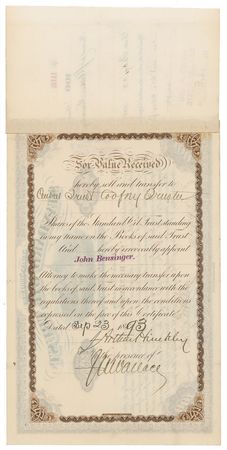 Lot #298 John D. Rockefeller: Attractive Rockefeller stock certificate - Image 2