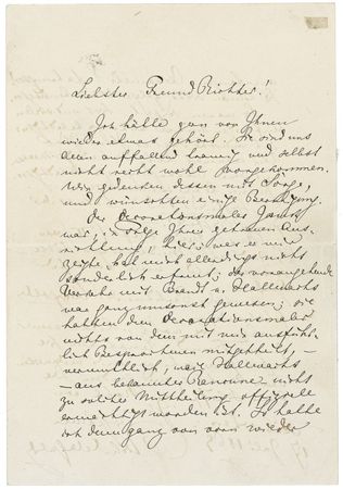 Lot #721 Richard Wagner: Wagner bemoans to Hans Richter: ?I had to start from the beginning again. The usual experiences!?I am also missing the score for ?Das Rheingold?? - Image 1