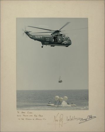 Lot #426 Apollo 11: The Apollo 11 crew thanks a NASA pilot - Image 1