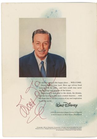 Lot #662 Walt Disney: Disney, signed at Disneyland - Image 2