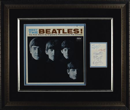 Lot #729 Beatles: From them to you: Fabulous Fab Four signatures with Lennon?s very rare addition of the band?s name and glowing praise from Frank Caiazzo - Image 1