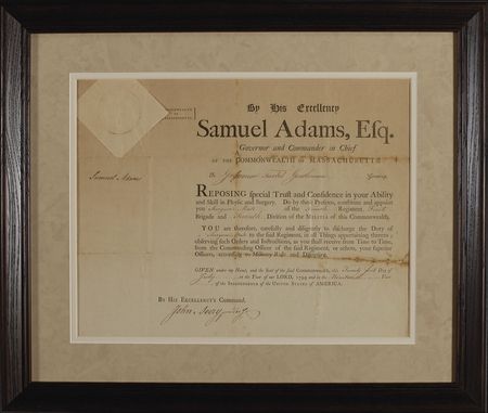 Lot #129 Samuel Adams: Adams appoints a surgeon in the days leading up to the Whiskey Rebellion - Image 1