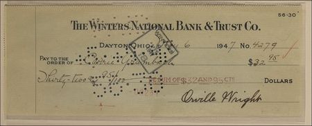 Lot #512 Orville Wright: Orville Wright check ready for display - Image 2