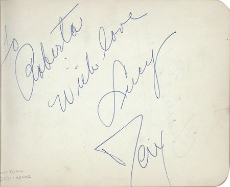 Lot #1051 Vintage Entertainers: Hooray for Hollywood! Vintage album signed by over 50 greats including Chico Marx, Lucy and Desi, Cagney, and Judy Holliday - Image 2