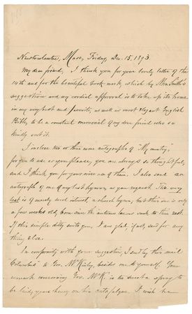 Lot #637 Samuel Francis Smith: Two line excerpt from ?My Country Tis Of Thee??along with Smith?s letter sending it for ?wise use? - Image 2