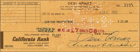 Lot #827 Lucille Ball and Desi Arnaz Checks - Image 2