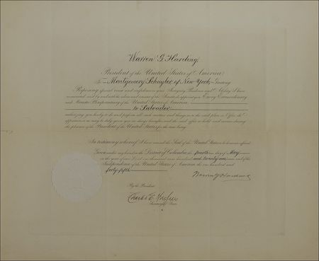 Lot #46 Warren G. Harding: Harding appoints a minister to Salvador - Image 1