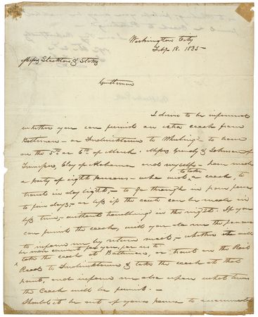 Lot #90 James K. Polk: Polk arranges for a coach, insistent that he not travel at night - Image 1