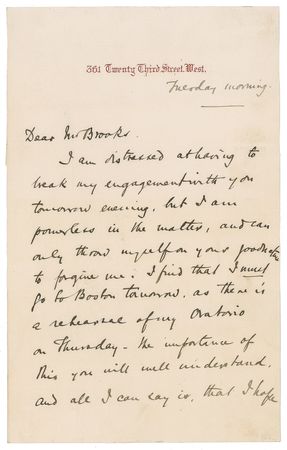 Lot #715 Arthur Sullivan: “I find that I must go to Boston tomorrow as there is a rehearsal of my Oratorio” - Image 1